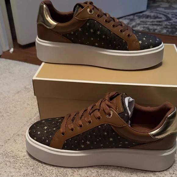 Michael Kors Black and Gold Star Sneakers - Picture 5 of 6